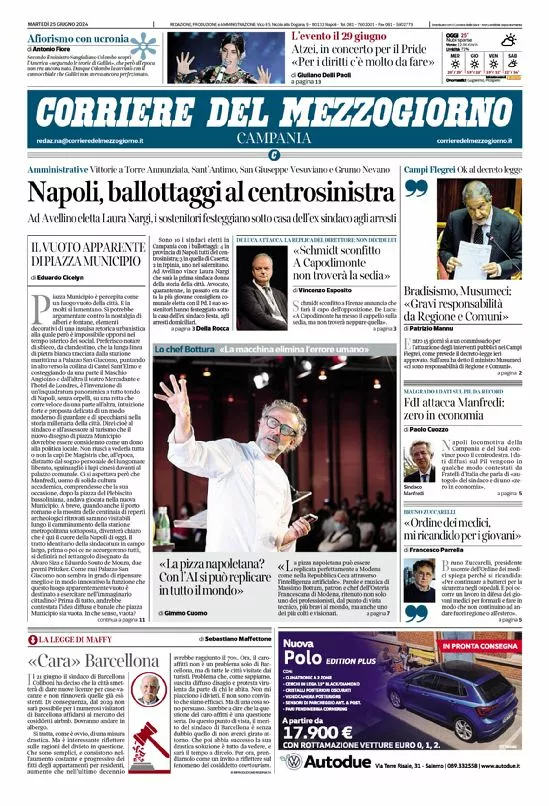 Prima-pagina-corriere del mezzogiorno-del-2024-06-25